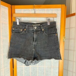 Levi’s High Rise Cutoff Shorts - Washed Black - Size 28
